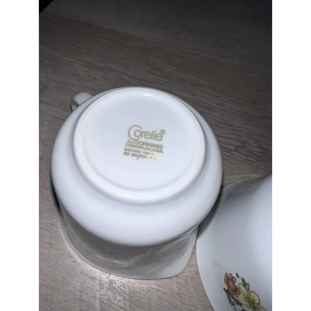 Vintage Corelle by Corning Indian Summer Creamer and Open Sugar Set Retro Floral